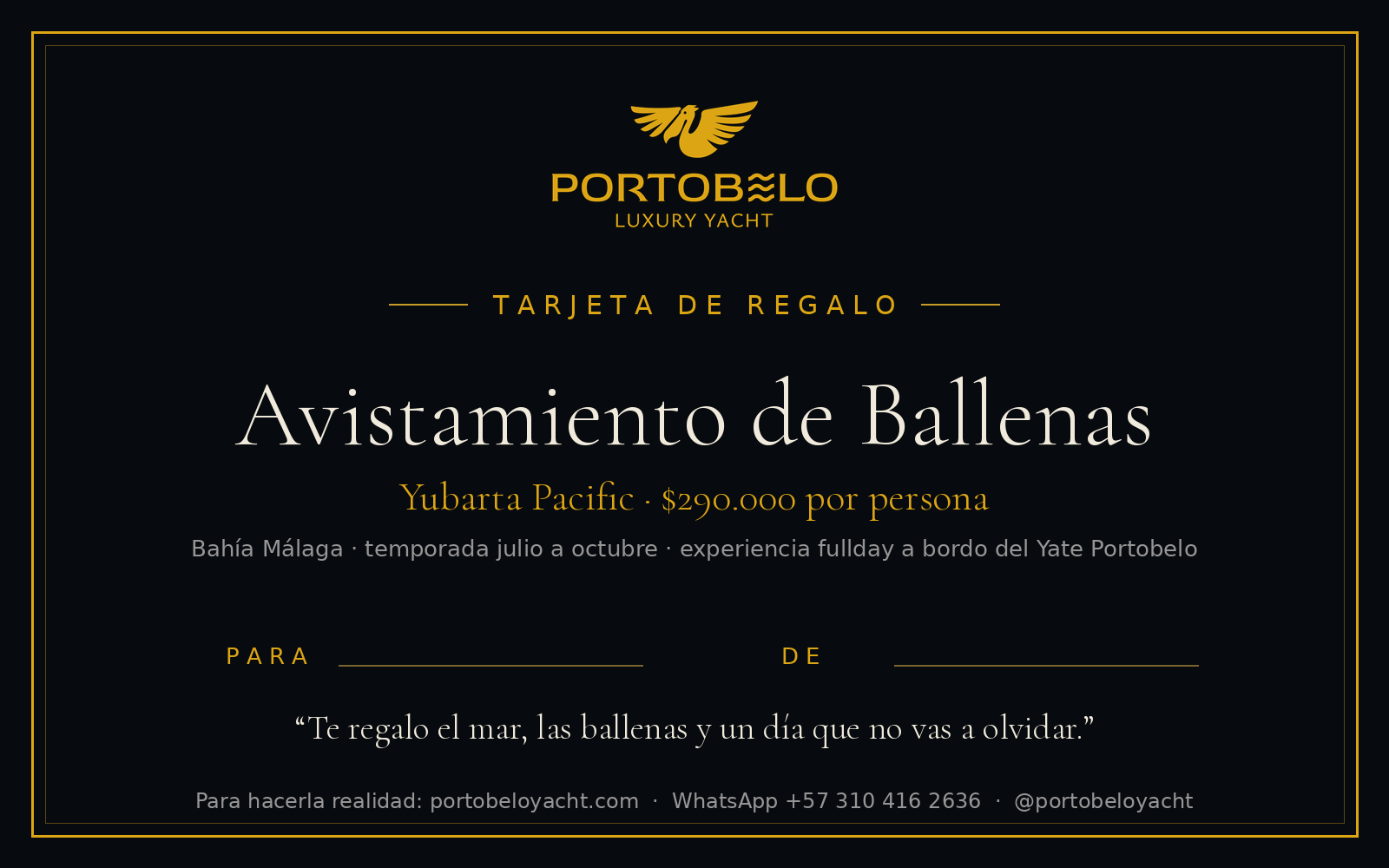 Tarjeta de regalo — Avistamiento de Ballenas