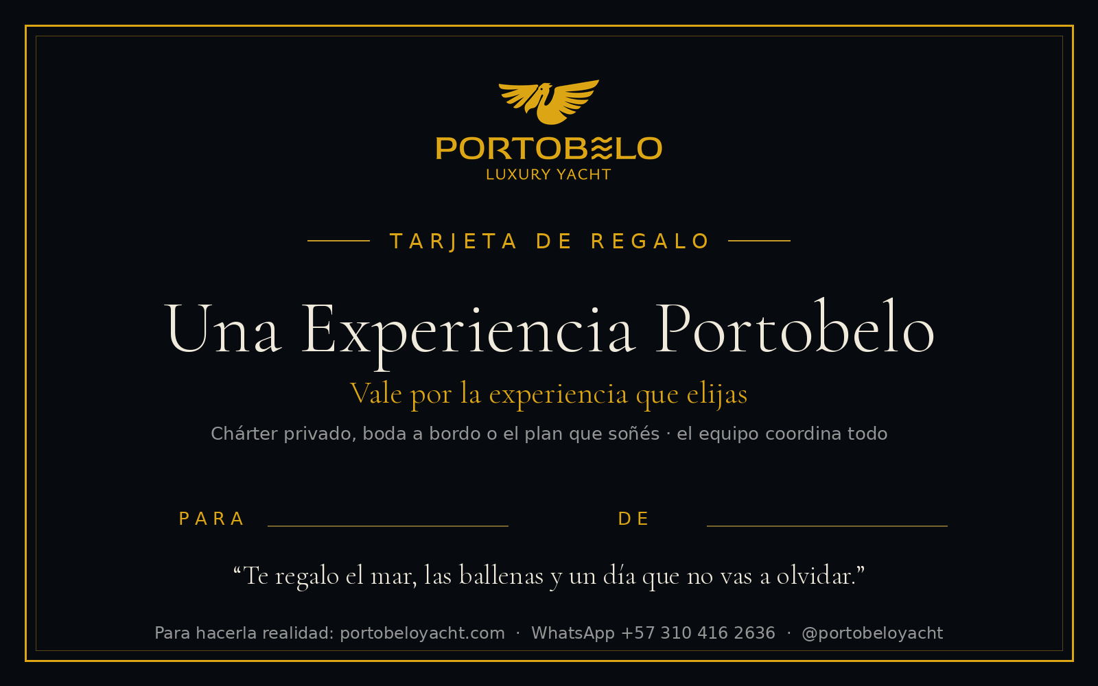 Tarjeta de regalo — Experiencia Portobelo