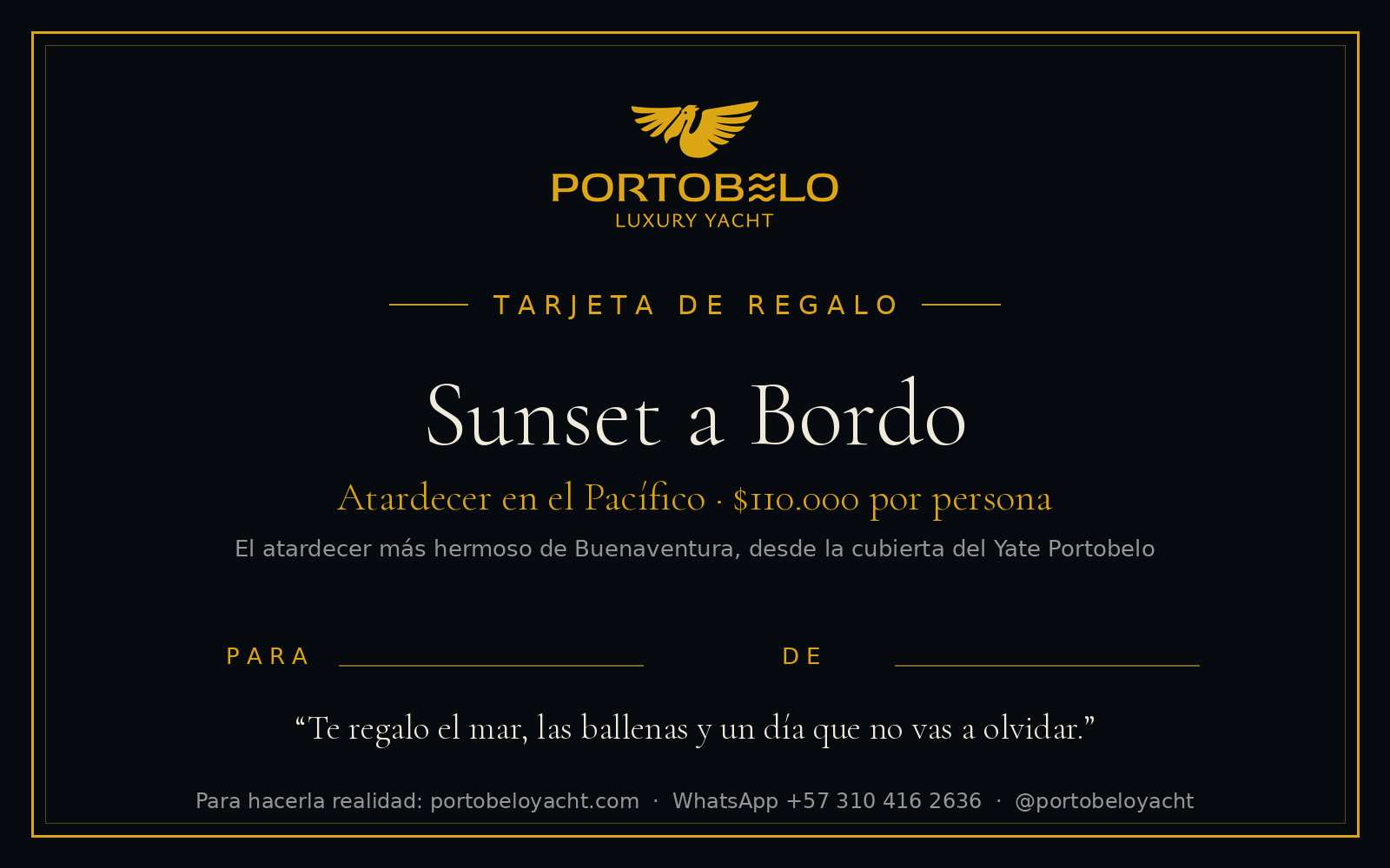 Tarjeta de regalo — Sunset a bordo